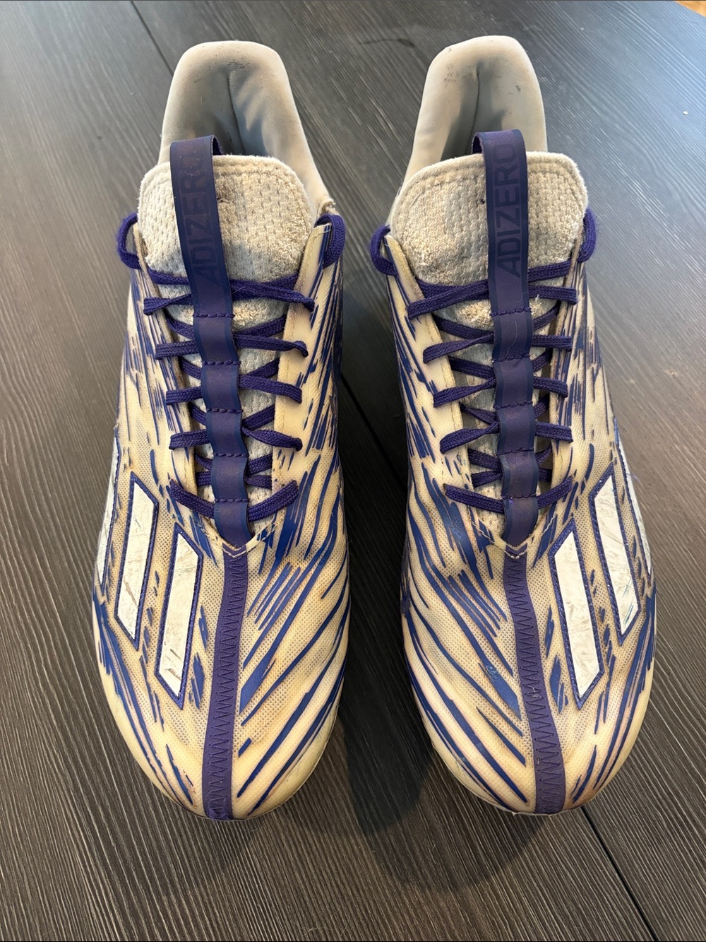 adidas Adizero Men’s Athletic Shoes football cleats White and Purple